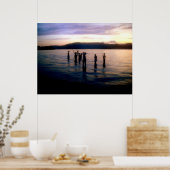 Poster Baignade adolescente au coucher du soleil (Cuisine)