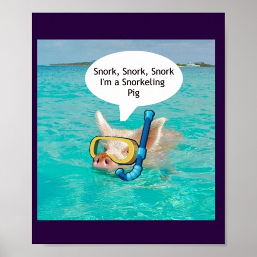Poster Baignade Cochon est snorkeling dans l'étang (Devant)