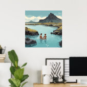 Poster Baignade dans la lagune bleue d'Islande Imprimer (Bureau à domicile)
