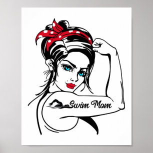 Poster Baignade Nage Mère Mère Rosie Le Riveter Pin Up