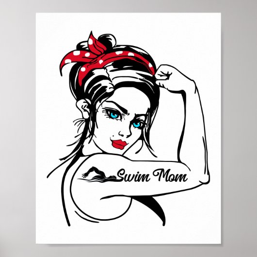 Poster Baignade Nage Mère Mère Rosie Le Riveter Pin Up (Devant)