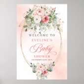 Poster Baignoire Bébé Fille Floral Minimal Chic Boho Rose (Devant)