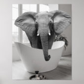 Poster Baignoire d'éléphant Bain noir blanc (Devant)