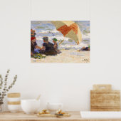 Poster Baignoires avec parapluie rayé, 1920 par Potthast (Cuisine)