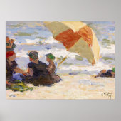 Poster Baignoires avec parapluie rayé, 1920 par Potthast (Devant)