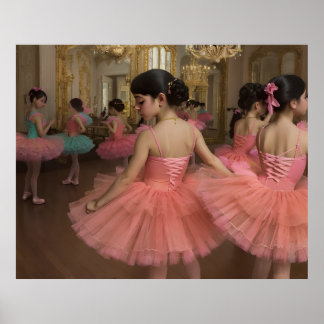 Poster Bailarinas en una gran sala de estilo rocóco