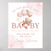 Poster BAILEY Pink Bearly Wait Teddy Bear Baby shower (Devant)
