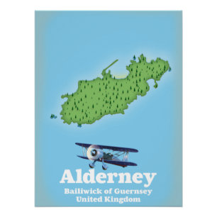 Poster Bailliage de Guernesey Alderney Royaume-Uni Carte