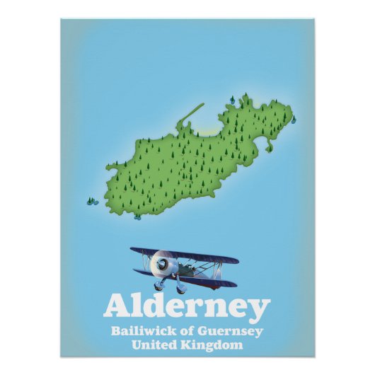 Poster Bailliage de Guernesey Alderney Royaume-Uni Carte (Devant)