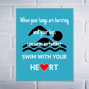 Poster Bain avec votre sport de motivation de coeur