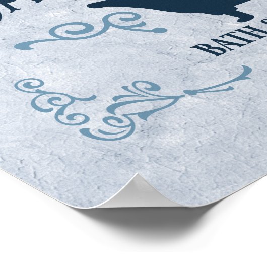 Poster Bain, Bain Time, Spa 14" x 11" en bleu (Coin)