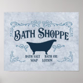 Poster Bain, Bain Time, Spa 14" x 11" en bleu (Devant)