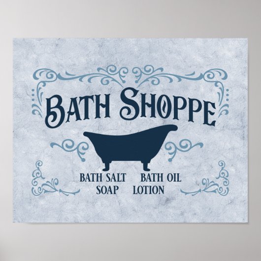Poster Bain, Bain Time, Spa 14" x 11" en bleu (Devant)