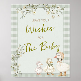 Poster Bain de bébé Mother Goose Gosling Laissez vos vœux