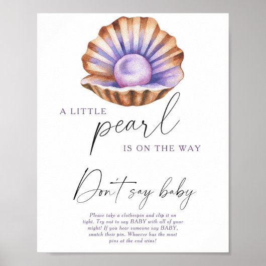 Poster Bain de bébé perle aquarelle Ne dites pas bébé (Devant)