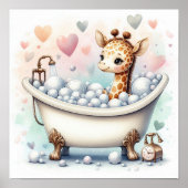 Poster Bain de bulle Giraffe (Devant)