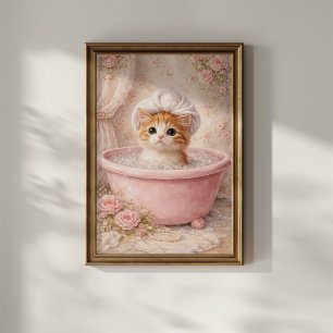 Poster Bain de Chat Mignon