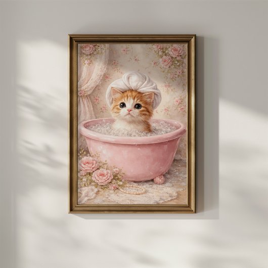 Poster Bain de Chat Mignon