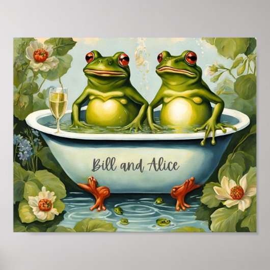 Poster Bain de jardin Couple de grenouille (Devant)