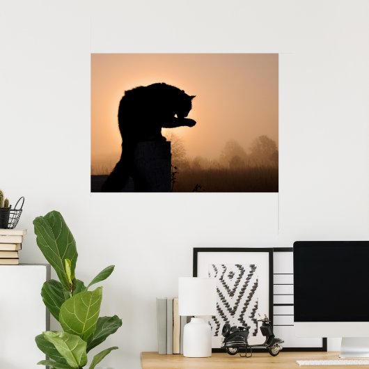 Poster Bain du matin du chat (Bureau à domicile)