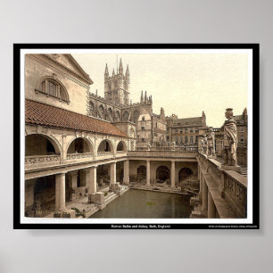 Poster Bains romains et abbaye, Bath, Angleterre