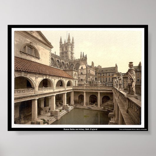 Poster Bains romains et abbaye, Bath, Angleterre (Devant)