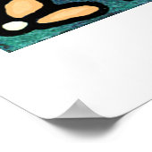 Poster Baise blanche sur Arrière - plan bleu - Collage (Coin)