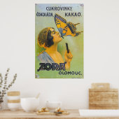 Poster Baisé Par Un Papillon Vintage Chocolat Publicité - (Cuisine)