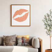 Poster Baiser au rouge à lèvres corail orange