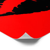 Poster Baiser au rouge à lèvres noir graphique sur rouge (Coin)