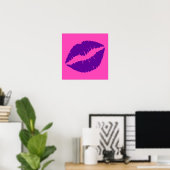 Poster Baiser au rouge à lèvres rose et violet (Bureau à domicile)