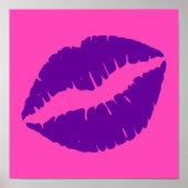 Poster Baiser au rouge à lèvres rose et violet (Devant)