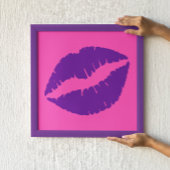 Poster Baiser au rouge à lèvres rose et violet