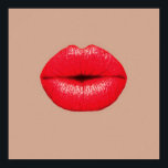 Poster Baiser café baiser lèvres rouges pop art<br><div class="desc">Une image pop Art de cramoisis rouge vif lèvres s'agitant pour un baiser contre un arrière - plan de couleur café. Ce design s'inspire de l'art pop,  de l'art moderne,  de l'art graphique,  de la culture hipster et est sûr d'être une pièce de déclaration dans votre maison.</div>