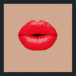 Poster Baiser café baiser lèvres rouges pop art<br><div class="desc">Une image pop Art de cramoisis rouge vif lèvres s'agitant pour un baiser contre un arrière - plan de couleur café. Ce design s'inspire de l'art pop,  de l'art moderne,  de l'art graphique,  de la culture hipster et est sûr d'être une pièce de déclaration dans votre maison.</div>