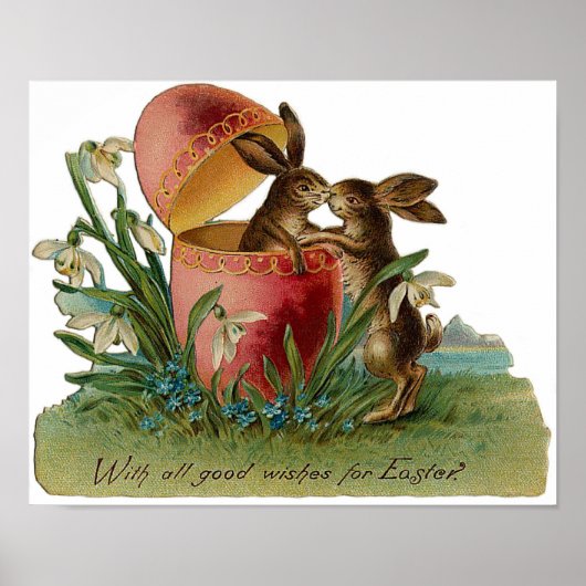 Poster Baiser de Bunny de Pâques Vintage (Devant)