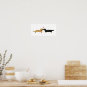 Poster Baiser de teckel avec cœur (Cuisine)