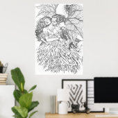 Poster Baiser de Vampire par Al Rio - Vampire et Art fémi (Bureau à domicile)