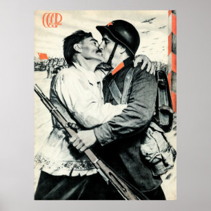 Poster Baiser le soldat soviétique   Propagande P de l'UR