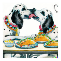 Baiser les Chiens Dalmatiens Manger des Tacos