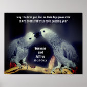 Poster Baiser les perroquets mignon cadeau Mariage person (Devant)