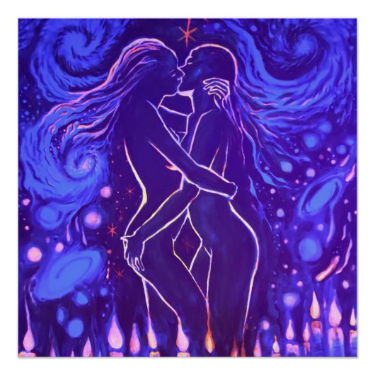 Poster Baiser lesbienne passionnée (Devant)