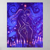 Poster Baiser lesbienne passionnée (Devant)