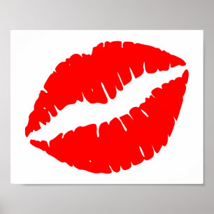 Poster Baiser minimaliste rouge couleur solide