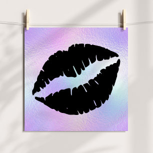 Poster Baiser noir en bâton à lèvres sur Pastel Iridescen