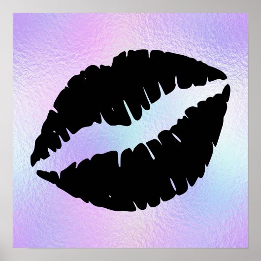 Poster Baiser noir en bâton à lèvres sur Pastel Iridescen (Devant)