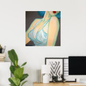 Poster Baiser Poster, épingle, lèvres gris rétro bleu Kim (Bureau à domicile)