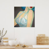 Poster Baiser Poster, épingle, lèvres gris rétro bleu Kim (Cuisine)