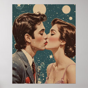 Poster Baiser romantique vintage