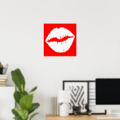 Poster Baiser Rouge et Blanc (Bureau à domicile)
